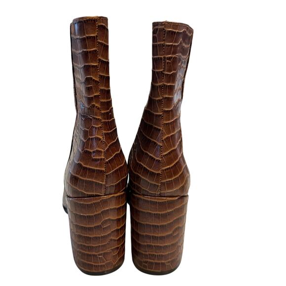 Vionic Harper Brown Croc Embossed Leather Ankle Boots Size 10 - Picture 2 of 6